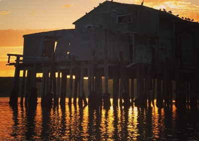 Fiery Sunset Through Romeo Pier