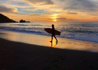 Surfer Silhouette Gold Sunset