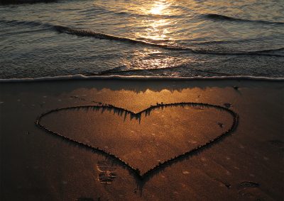 Heart in the Sand at Sunset